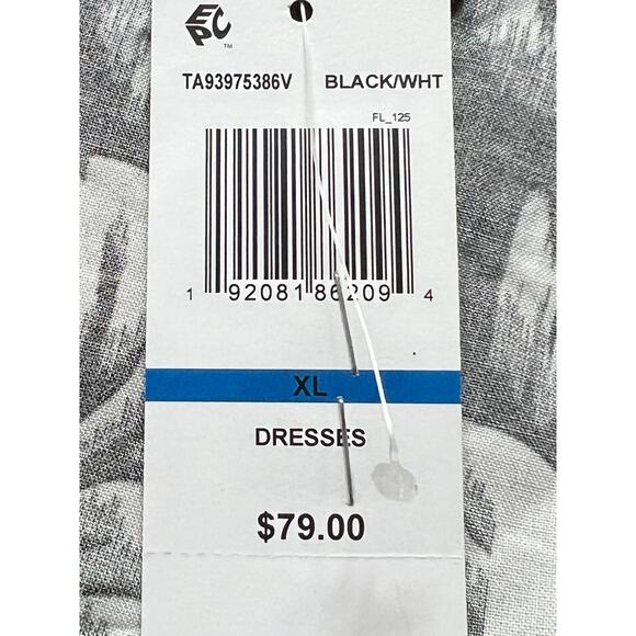 SAM JESS WOMENS SIZE XLARGE PRINTED V-NECK BELTED MAXI DRESS BLACK WHITE - Picture 9 of 12